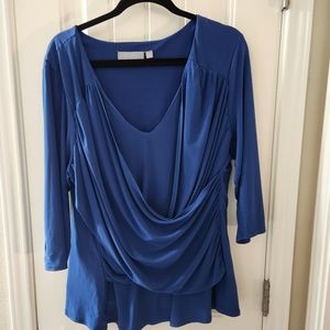B-slim 3/4 Sleeve Blue Blouse